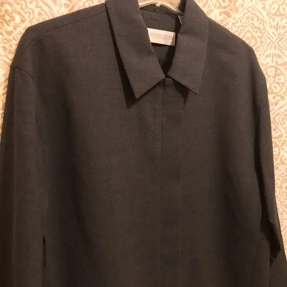 Valerie Stevens Petites Collection Gray Wool Zip Front Long Sleeve Jacket NWOT - Picture 12 of 15
